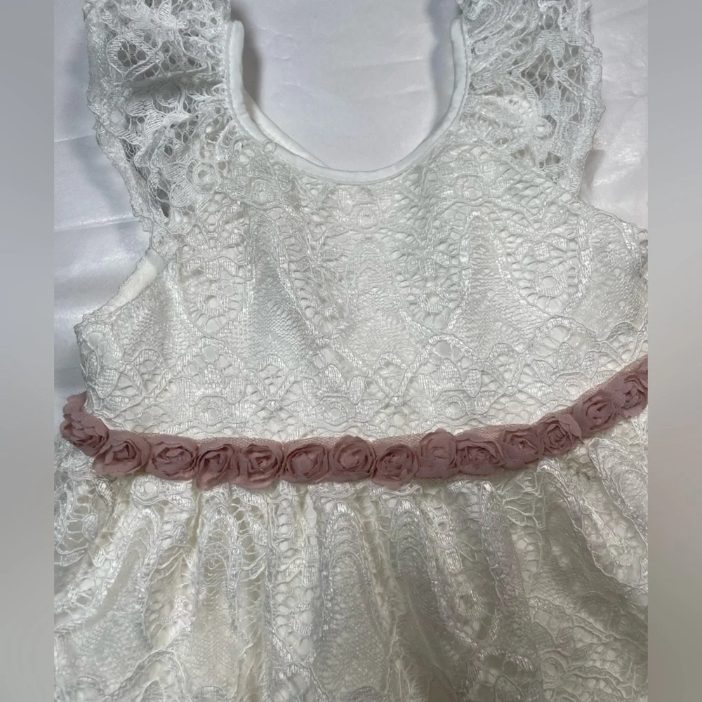 Laura Ashley London Baby Girl's White Floral Lace Ball Gown Dress 12m Easter